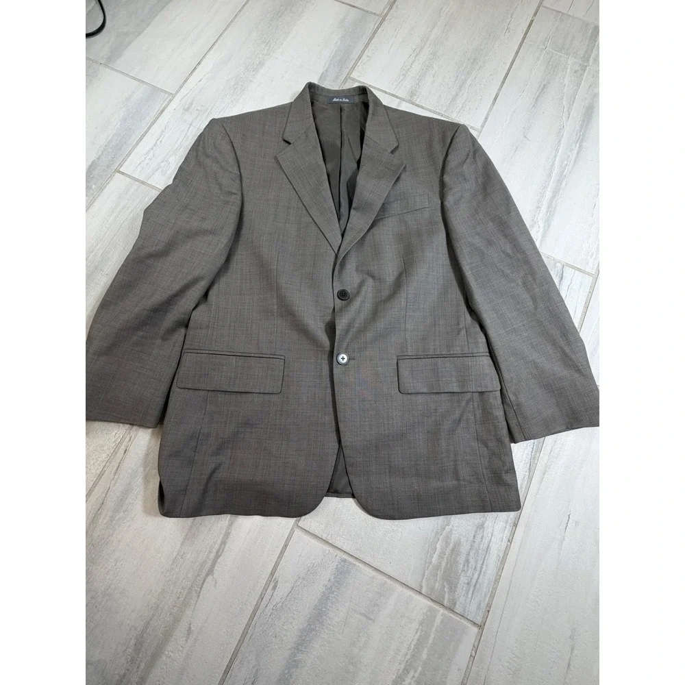 Oscar de la Renta Mens Blazer Sport Coat Taupe Grey 2 Button Suit Jacket 42R
